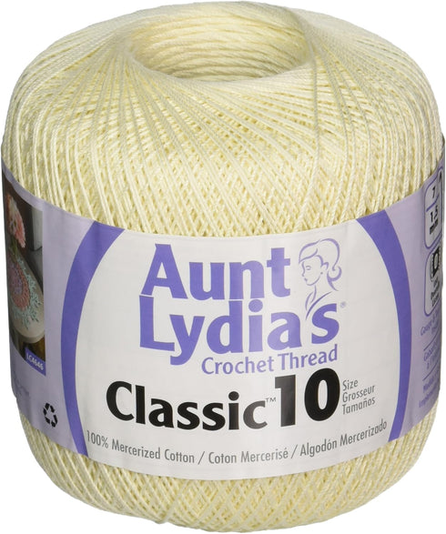 Aunt Lydia Crochet, Cotton Classic Size 10, Cream...