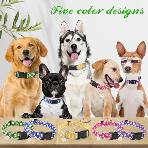 BiPawTi Green Dog Collar for St. Patrick's Day, Cute Flower Puppy Collar for Extra Small Dog, Floral Spring Dogs Collar for Small Dogs with Pretty...