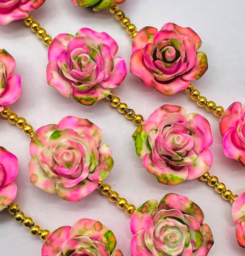 1 Strand Multi Colour Flower Synthetic 5 Pieces Beads Size 22x22x11mm Shape Flower Cut Smooth Making, Beading & Craft Supplies 7$ST03D159...