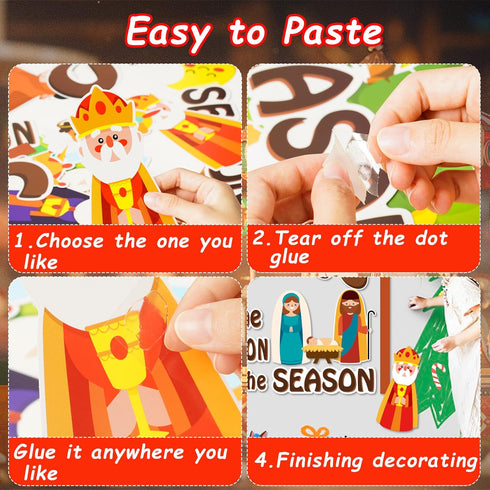 78Pcs Christmas Nativity Cutouts Bulletin Board Decoration Set Jesus Birth Cutouts Bulletin Board Classroom School Decoration Star of David Wise M...