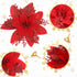 24 Pieces Poinsettia Christmas Decorations Glitter Poinsettia Flowers 5.5 Inch Poinsettias Artificial Christmas Flowers for Christmas Tree Ornamen...