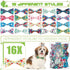 16 Pcs Dog Bow Ties Slide Dog Collar Bows Summer Hawaiian Styles Dog Collar Attachment Bows with Rubber Bands Dog Bow Ties for Large Dogs Spring S...