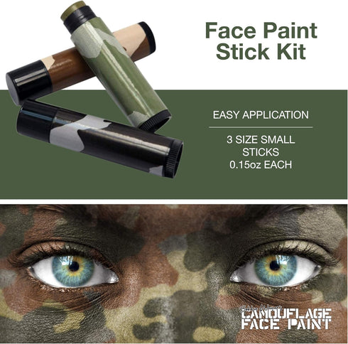 3 Woodland Face Paint Sticks Kit, Camouflage...