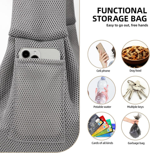 Dog Carrier Sling - Ultra Breathable Reversible Puppy Carrier Purse with Storage Pocket, Travel Safety Harness, Hand-Free Dog Sling Carrier for Ca...