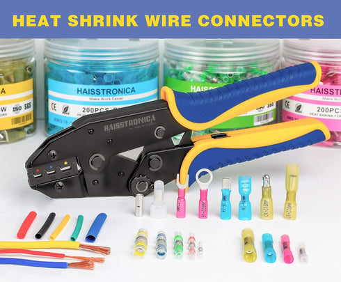haisstronica 260PCS Heat Shrink Spade Connectors-Electrical Wire Connectors-Quick Disconnect Connectors -Female and Male Spade terminlas for Water...