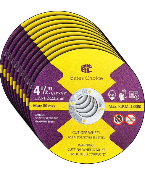 Bates- Cutting Wheels, 10 Pack, 4-1/2” x 7/8”, Cut Off Wheels, 4-1/2 Cutting Wheels, Cutting Wheel 4-1/2 for Angle Grinder Cut Off Wheel, Cutoff W...