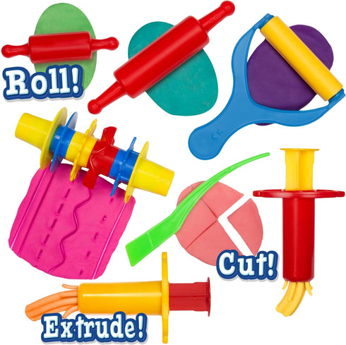 Tool Kit for Kids - Party Pack w/Animal Shapes - Includes 24 Colorful Cutters, Molds, & Accessories for Air Dry Clay & Dough...