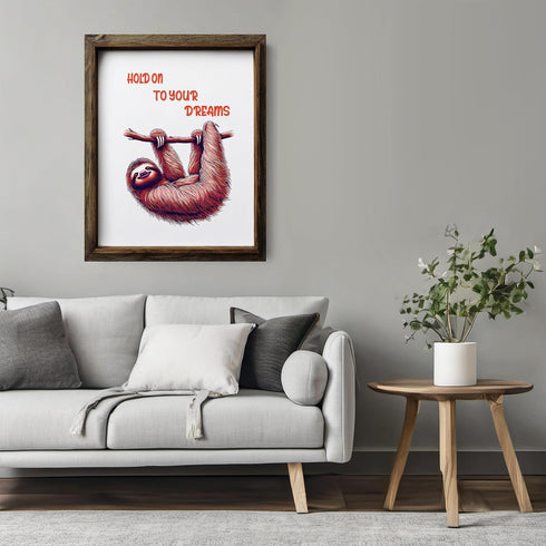 Posterizer 1 pcs-hold on to your dreams-cute sloth-Kids Room Art-Motivational & Inspirational Art-decor for nursery toddlers kids room- UNFRAMED W...