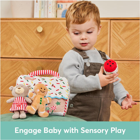 GUND Baby Play Soft Collection, My First Gingerbread House 5-Piece Playset with Rattle, Squeaker and Crinkle Plush Toys, Sensory Toy for Babies, 7...