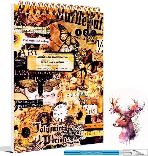 Diuhofart 900+ Mini Scrapbook Washi Stickers for Journaling, 50 Sheets Vintage Sticker Book, Ephemera for Junk Journal Supplies Bullet Journals, S...