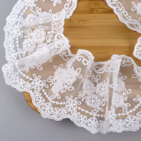 IDONGCAI Lace Trim Ribbon, Guipure White Lace Floral Delicate Crown Ribbon for Crafts Sewing and Bridal Wedding Dress Applique Decorations(3 inch ...