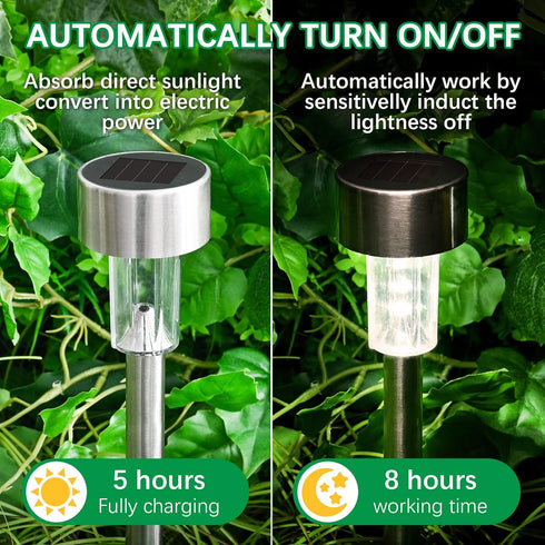 SOLPEX 12 Pack Solar Outdoor Lights Pathway, Stainless Steel Solar Lights Outdoor Waterproof,LED Landscape Lighting Solar Walkway Lights for Lands...