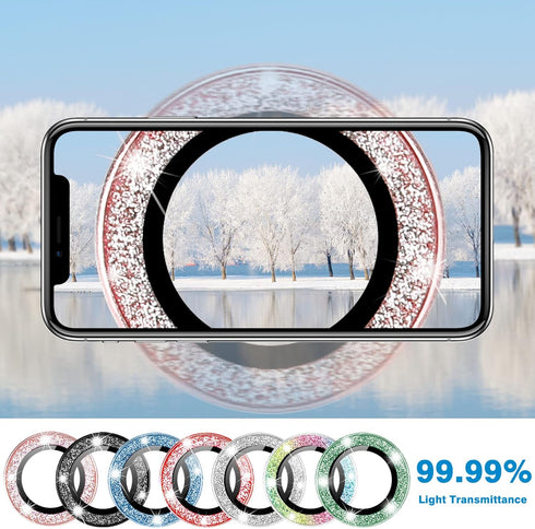 Compatible with iPhone 13 Mini & iPhone 13 Camera Lens Protector, Bling Glitter 9H Tempered Glass Camera Cover Anti Scratch Shockproof Screen Prot...