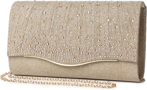 Gurina Women's Evening Handbag Rhinestone Clutch Purse Glitter Sequins Shoulder Crossbody Handbag for Women Wedding Party...