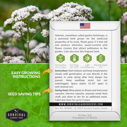Valerian Seeds for Planting - 1 Packet with Instructions to Plant and Grow Medicinal Herb Valeriana Officinalis in Your Home Herb Garden - Non-GMO...
