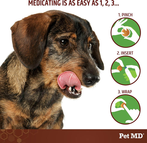 Pet MD Wrap-A-Pill with Dog Probiotics - Pill Wrap for Dogs Medicine - Easy-to-Use Paste to Hide Capsules, Create Pockets and Pill Treats for Dogs...