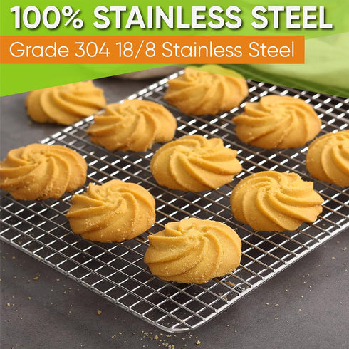 Spring Chef Cooling Rack & Baking Rack - 100% Stainless Steel Cookie Cooling Rack, Wire Baking Rack, Oven Safe 8.5 x 12 Inches Fits Small Quarter ...