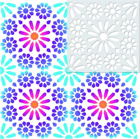 32 Pieces Geometric Stencils 8 x 8 Inch Painting Templates Mandala Stencil for Scrapbooking Cookie Tile Furniture Wall Floor Decor Craft Drawing T...