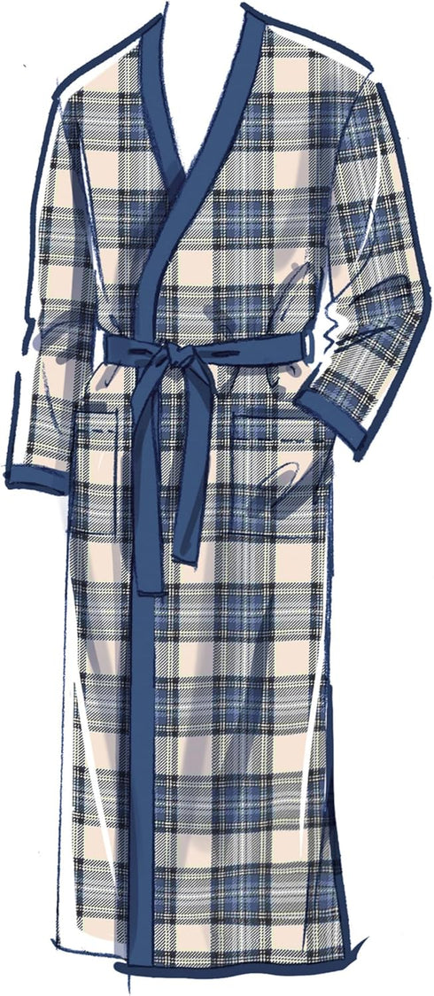 McCall's Men's Wrap Robe, Pullover Nightshirt and Pull-on Pants Sleepwear Sewing Pattern Kit, Design Code M8443, Sizes S-M-L-XL-XXL-XXXL, Multicol...
