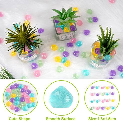 100pc Luminous Stones Glowing Rocks for Aquarium Decoration Glow Stones for Fish Tank Glowing Stones for Driveway Garden Pebbles Rocks,Purple...