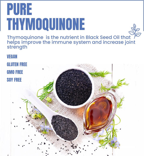 Organic Black Cumin Seed Capsules - Support Cardiovascular and Respiratory System - Cold Pressed Nigella Contains Thymoquinone Powerful Antioxidan...