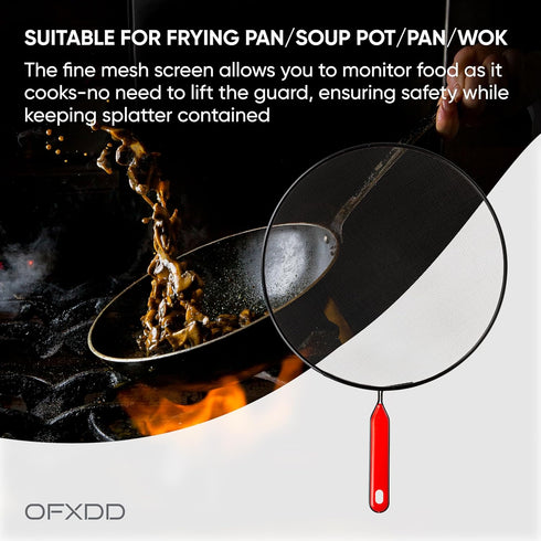 Large Screen Grease Splash Protector Splatter for Frying Pan - 11.4" - Top Nonstick Cover Protector for Stove...