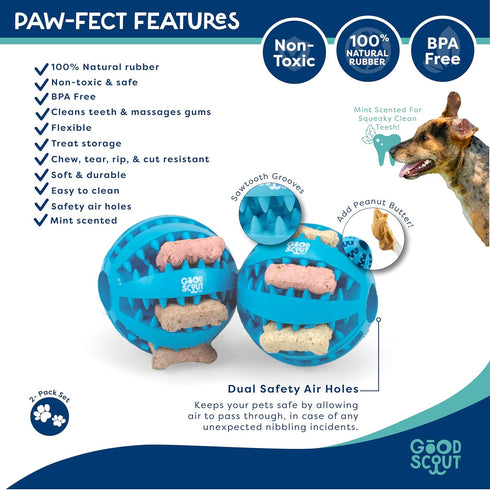 Small Rubber Dental Ball Dog Toy for Chewing, Best Dog Toy for Fetch, Chew Toy for Puppies & Adult Dogs, Dog Toy for Medium & Large Dogs with Rubb...