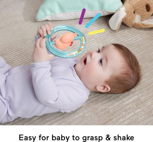 Fisher-Price Baby Sensory Toy Shake & Spin Axolotl for Fine Motor Activity for Newborns Ages 3+ Months...
