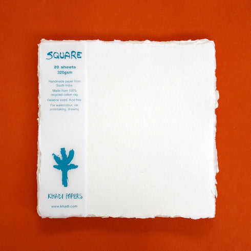 KHADI Paper Square White RAG Paper (20 Sheets) Packs SP4-2W 320 GSM 8" X 8"...