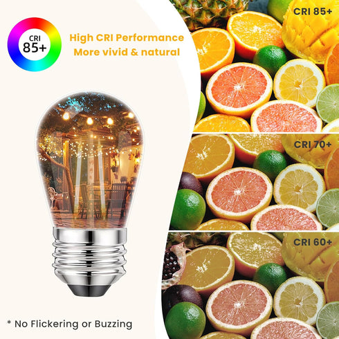 Svater 15 Pack 2W S14 Replacement LED Bulbs for Outdoor String Light, Dimmable Plastic Vintage Edison Bulb Lights, E26 Base,IP65 Waterproof, Warm ...