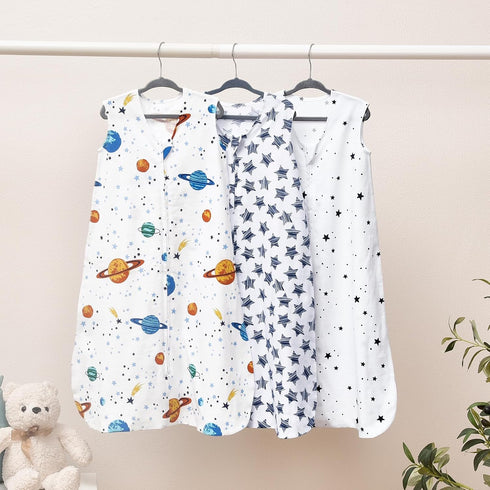PHF Baby Sleep Sack 0-6 Months 3 Pack 100% Cotton Baby Wearable Blanket, 2-Way Zipper 0.5 TOG Toddler Sleeping Sack, Comfy Sleep Bag for Baby Boys...