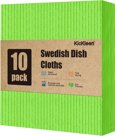 10 Pack Swedish DishCloths for Kitchen-Reusable Paper Towels Washable- Eco Friendly Cellulose Sponge Microfiber Dish Cloths-Absorbent and No Odor ...
