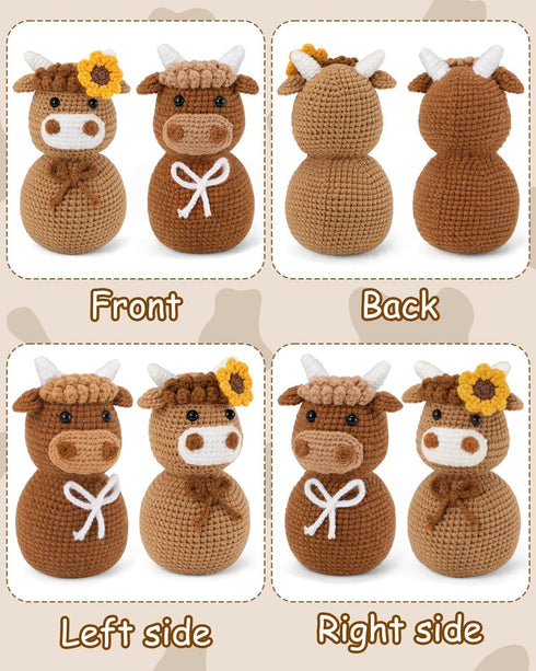 CiyvoLyeen Highland Cow Crochet Kit for Starters Animals Crochet Kit with Step-by-Step Video Tutorials Learn to Crochet Kits Gift Stuffs Crafts fo...
