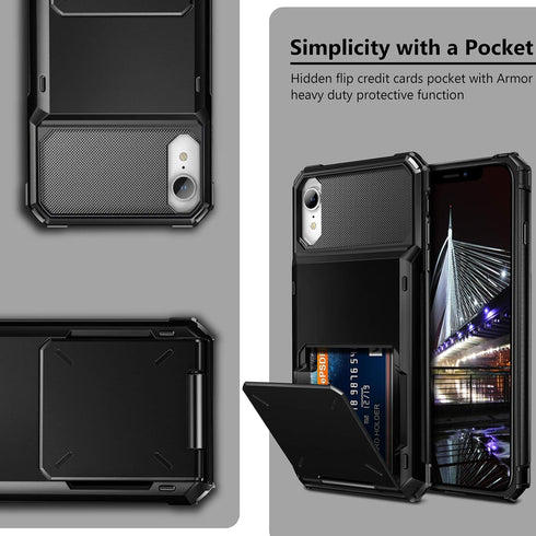 Vofolen for iPhone XR Case Wallet ID Slot Credit Card Holder Spring Pocket for Men Women Scratch Resistant Dual Layer Protective Bumper Rugged TPU...