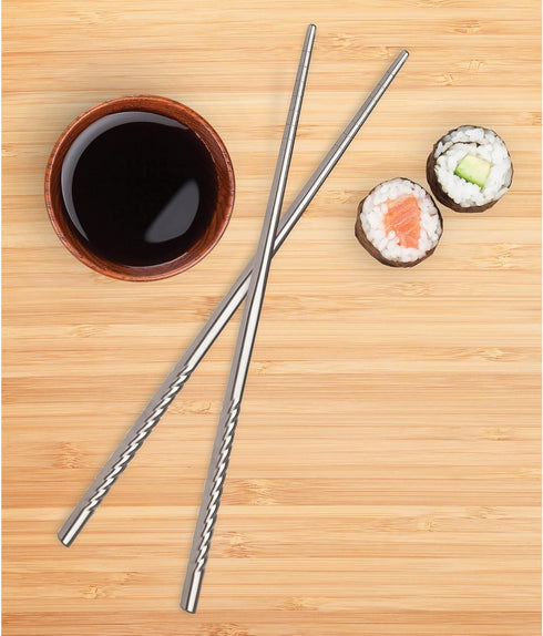 Helen’s Asian Kitchen Stainless Steel Chopsticks, 9-Inches, 5-Pair...