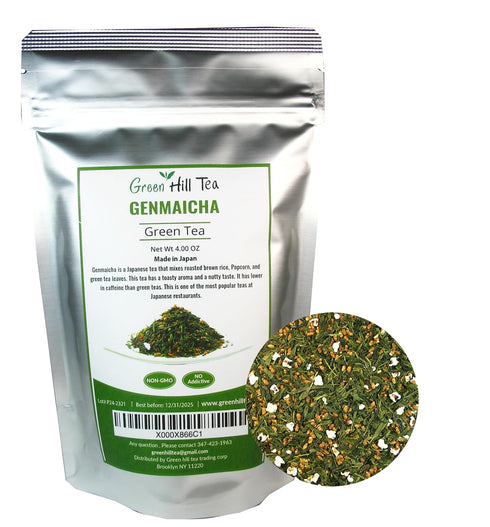 Japanese Genmaicha Popcorn Green Tea premium green tea helps the stomach to digest – 4 Oz Bag...
