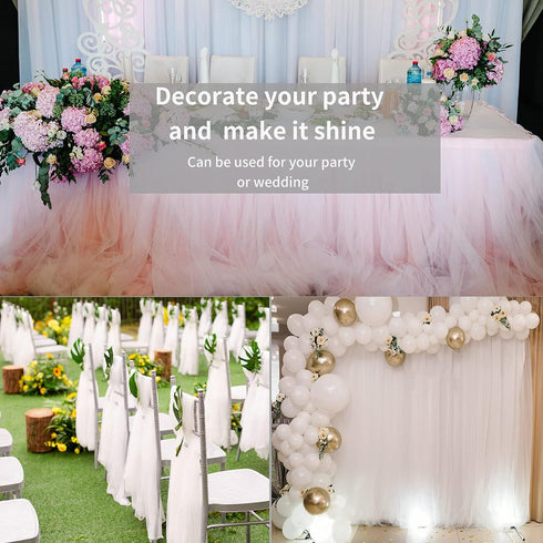 54" by 20 Yards (60 ft) Tulle Fabric Rolls for Wedding Party Baby Shower Decoration Tutu Tulle Bolt DIY Wraping Crafts - White...