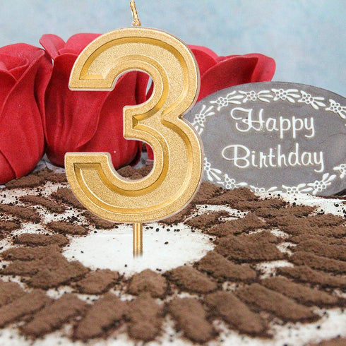 Luter 2.76 Inches Large Birthday Candles Gold Glitter Birthday Cake Candles Number Candles Cake Topper Decoration for Wedding Party Kids Adults (2...