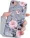 YeLoveHaw for iPhone SE 2020 Case, iPhone 8 Case, iPhone 7 Case for Girls, Flexible Soft Slim Fit, Floral and Purple Gray Leaves Pattern Cute Phon...