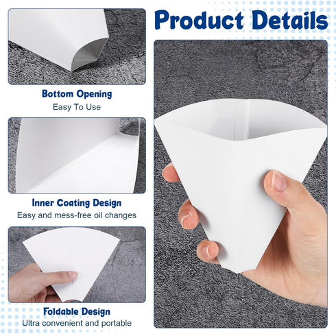 50 Pcs Disposable Paper Funnels for Motor Oil 10 Oz Large Engine Oil Funnel Single Use Paper Cone Funnel for Gas Car Oil Change Fluid Automotive U...