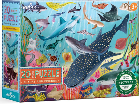 eeBoo: Sharks & Friends - 20 Piece Puzzle - 15 x 11 Kids Jigsaw, Glossy Pieces, Preschool Puzzle, Ages 3+...