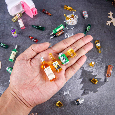 71 Pcs Miniature Ice Cubes Beer Bottles and Mini Drink Soda Pop Cans House Accessories for Fairy Garden Pub Bar Cake Decoration 1/12 Doll House Ba...