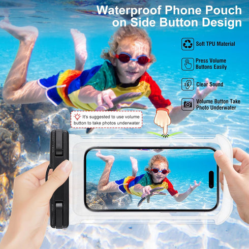 2 Pack Waterproof Phone Pouch, Waterproof Phone Case for iPhone15/14/13/12/11 Pro Max Plus Samsung, IPX8 3D Design Cellphone Dry Bag Beach Cruise ...