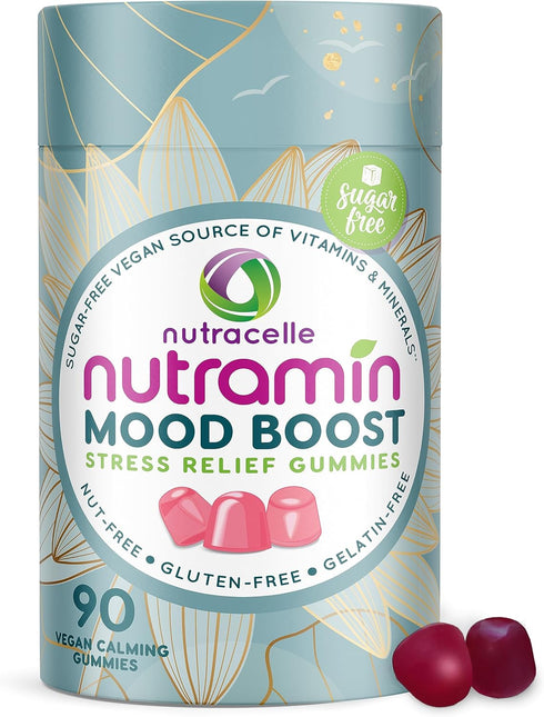 Nutracelle NUTRAMIN Mood Boost Multivitamin Gummy - Delicious & Yummy Anti-Stress Magnesium Ashwagandha Gummies + B Complex Vitamins - Sugar-Free,...