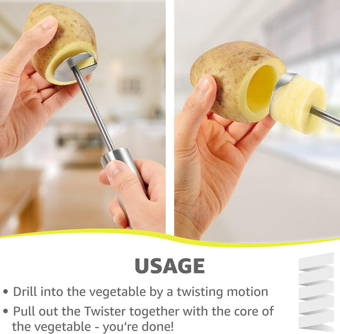Lurch Germany Twister Stainless Steel Vegetable Drill | Fruit Corer And Veggie Spiralizer Ergonomic Handle With 4 Sizes for Coring and Hollowing o...