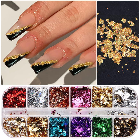 Nail Design Kit, Nail Art Brushes Set Dotting Tools, Nail Art Kit With 3D Flowers Nail Charms Crystal Gems Caviar Beads, Gold Leafs Foil Flakes, B...