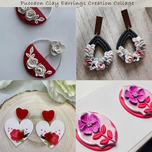 Puocaon Petal Polymer Clay Cutters - Mini Flower Petal Clay Cutters for Polymer Clay Jewelry, Set of 8 Clay Jewelry Cutters, Micro Flower Clay Cut...