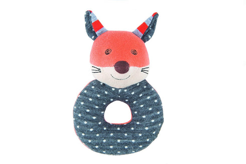 Apple Park Organic Farm Buddies - Frenchy Fox Teething Rattle, Baby Toy for Infants - Hypoallergenic, 100% Organic Cotton...