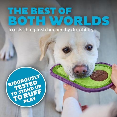 Outward Hound Tough Skinz Durable Squeaky Dog Toy with Two Tough Layers, Avocado, Green, Medium...