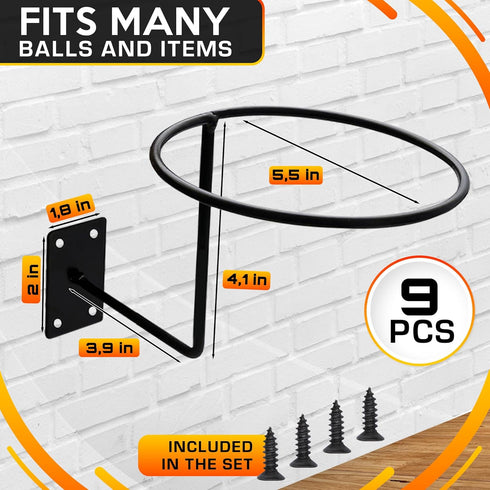 BURIUS 9 Pcs Helmet Holder Wall Mount - Reliable Cowboy Hat Holder for Wall Made of Sturdy Metal, Easy & Firm Installation for Convenient Storage ...